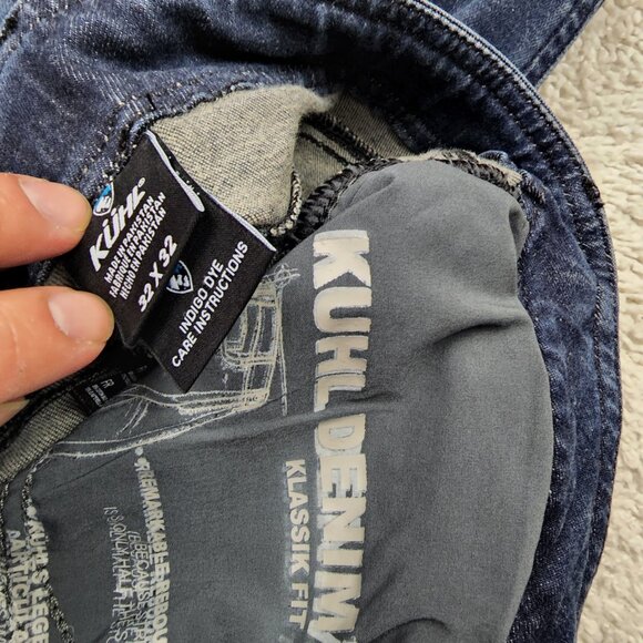 KUHL Mens Denim Klassik 32x32 Blue Jeans Straight Fit Cargo Pants Indigo Dye REI - Picture 9 of 9